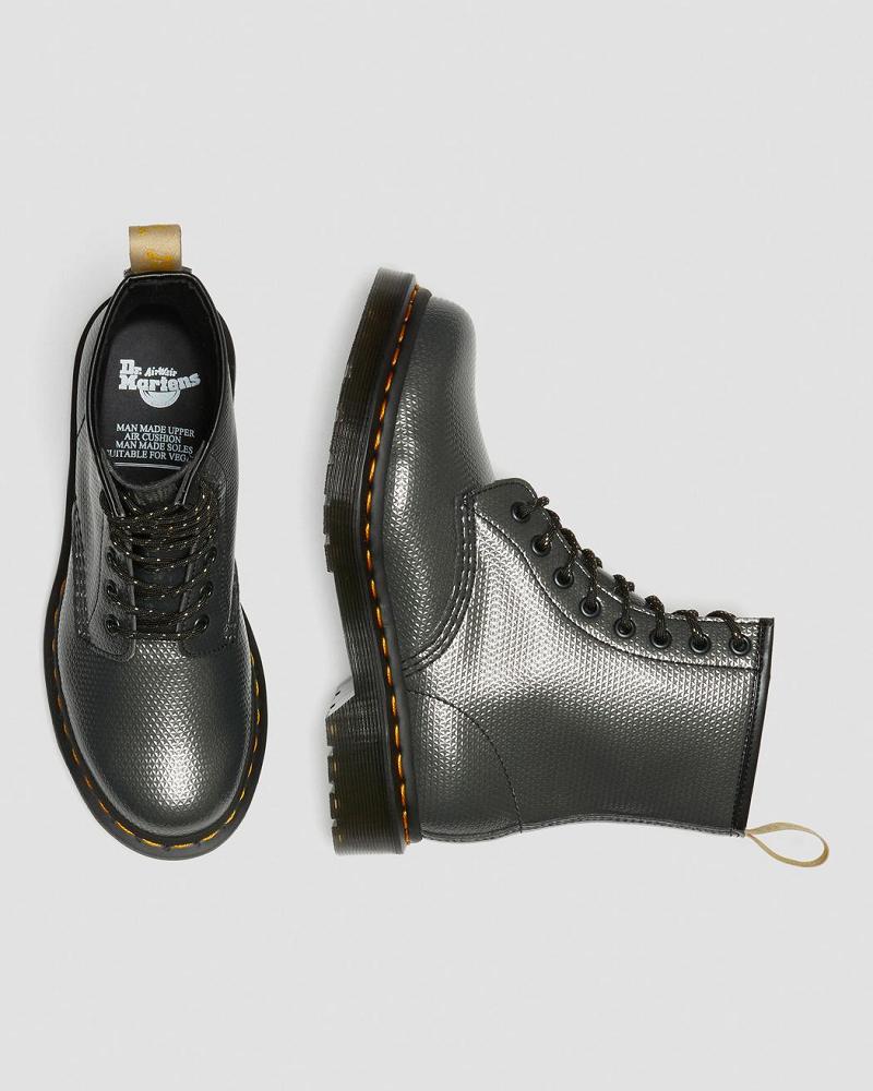 Dr Martens Vegan 1460 Metallic Emboss Snørestøvletter Dame Grå | Norge 555RVD